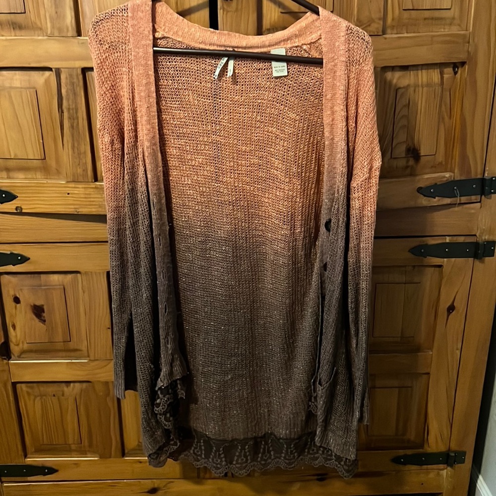 Brown and orange ombré boho cardigan